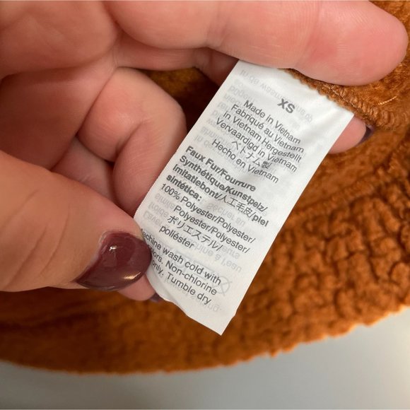 J. CREW VINTAGE FLEECE Toffee Snap Collar Sherpa Pullover sz XS - Picture 5 of 7